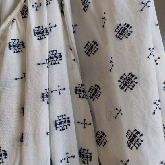 RARE! White Anthropologie Dress with Navy Embroidery Details (NWT) - Picture 3 of 8